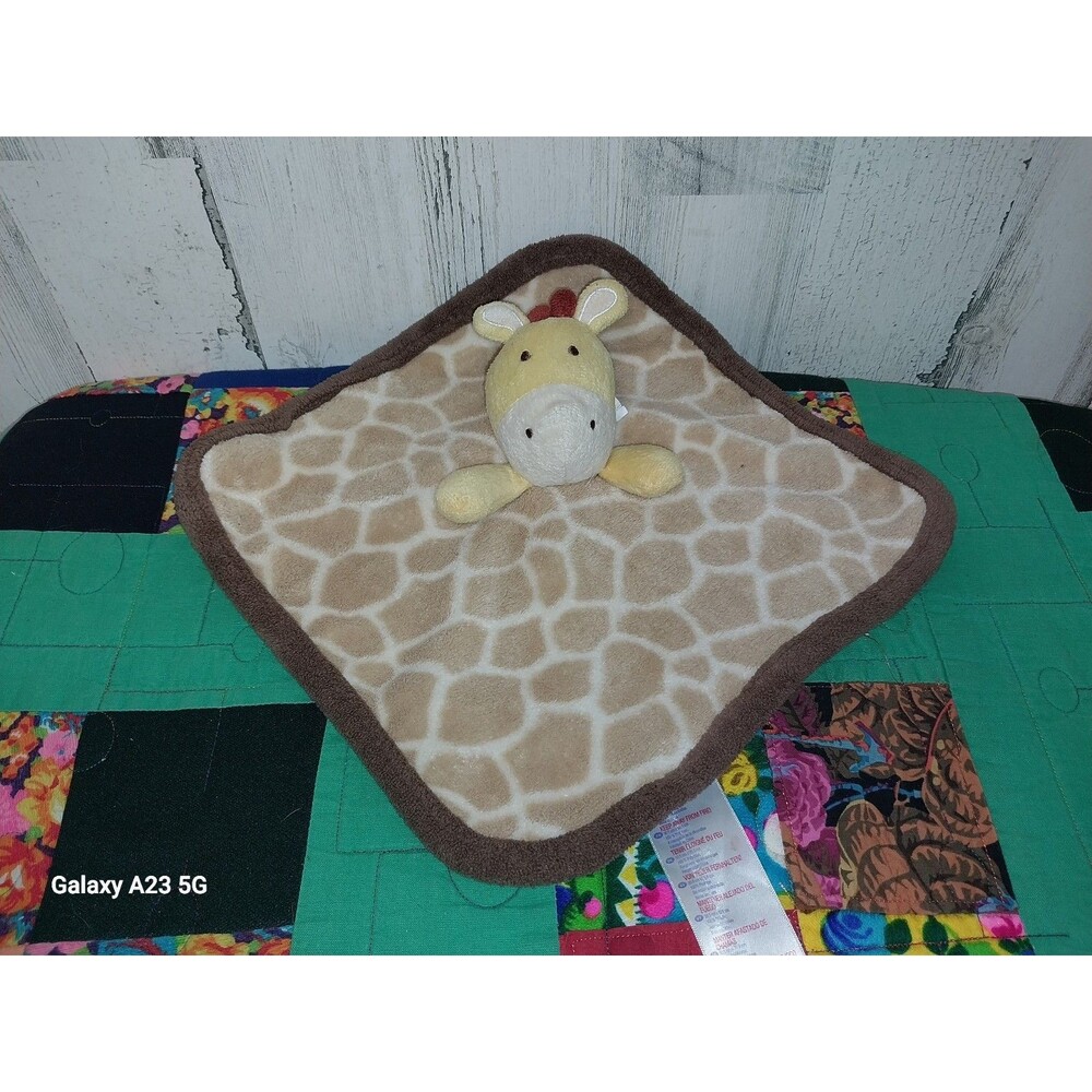 Babies R Us Giraffe Lovey Security Blanket Yellow White Brown Tan Plush Baby Toy